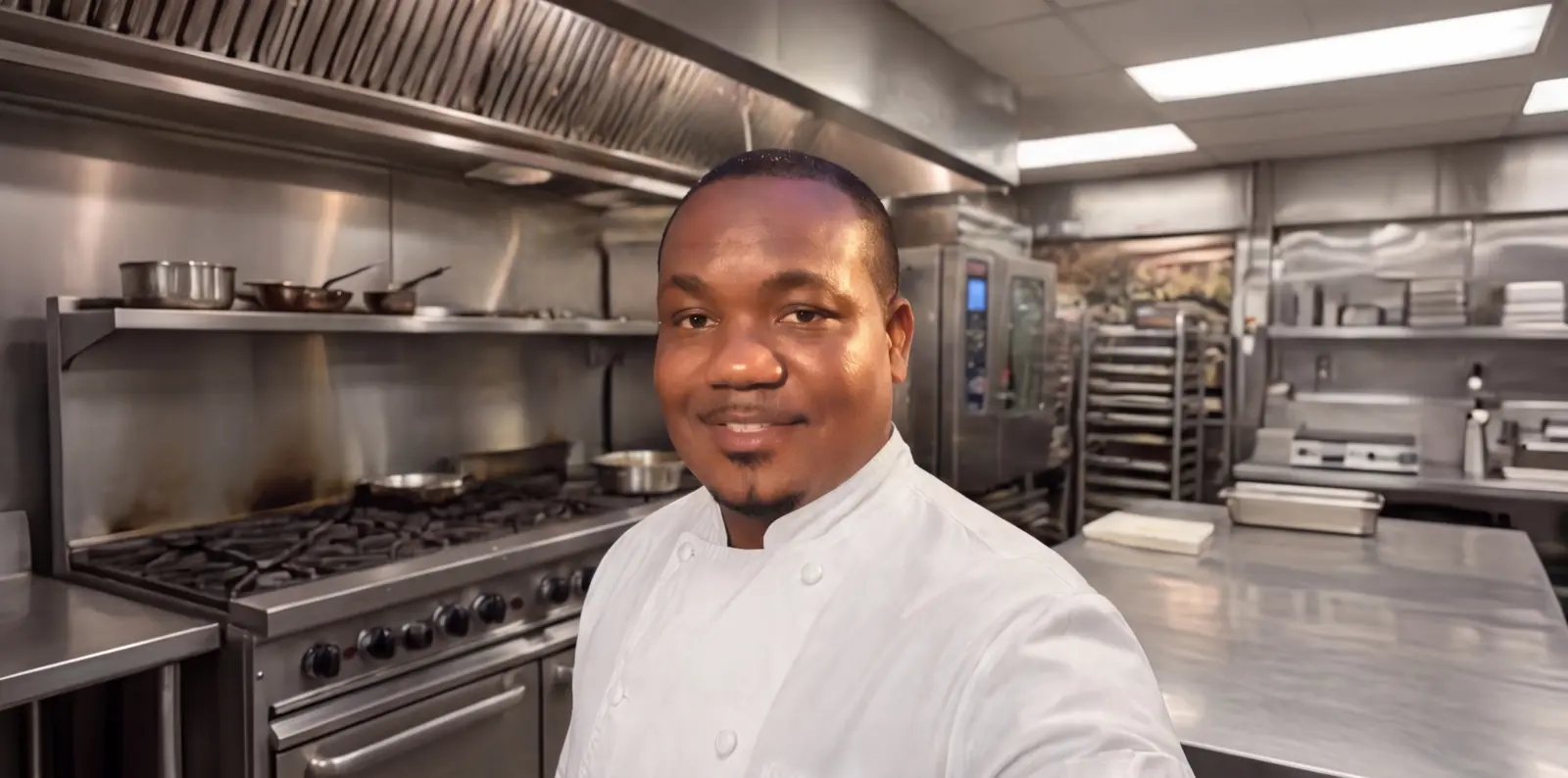 Isaac Williams in a professional kitchen